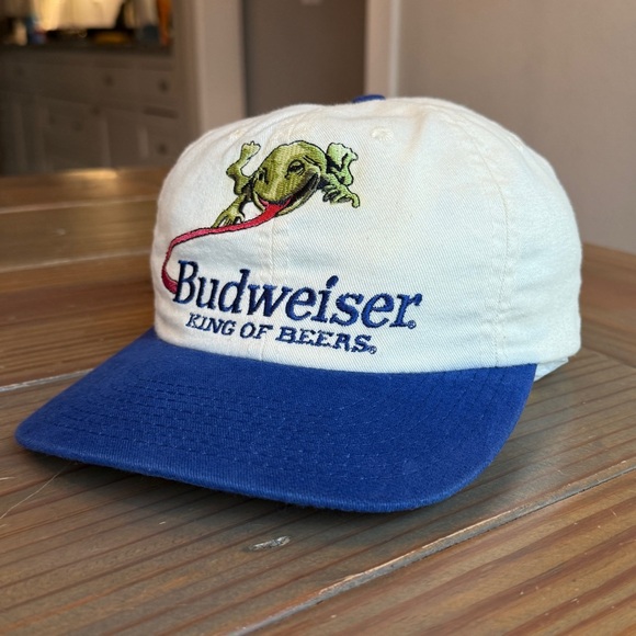Vintage Budweiser Beer Frog Tongue Snapback Baseball Cap Hat VTG 90s Twill - Picture 8 of 16